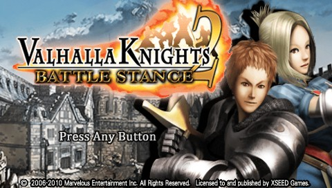 Valhalla Knights 2 title screen for PSP